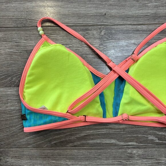 La Vie En Rose Aqua Women's Blue Pink Padded Bikini TOP ONLY Size XL - Picture 8 of 10